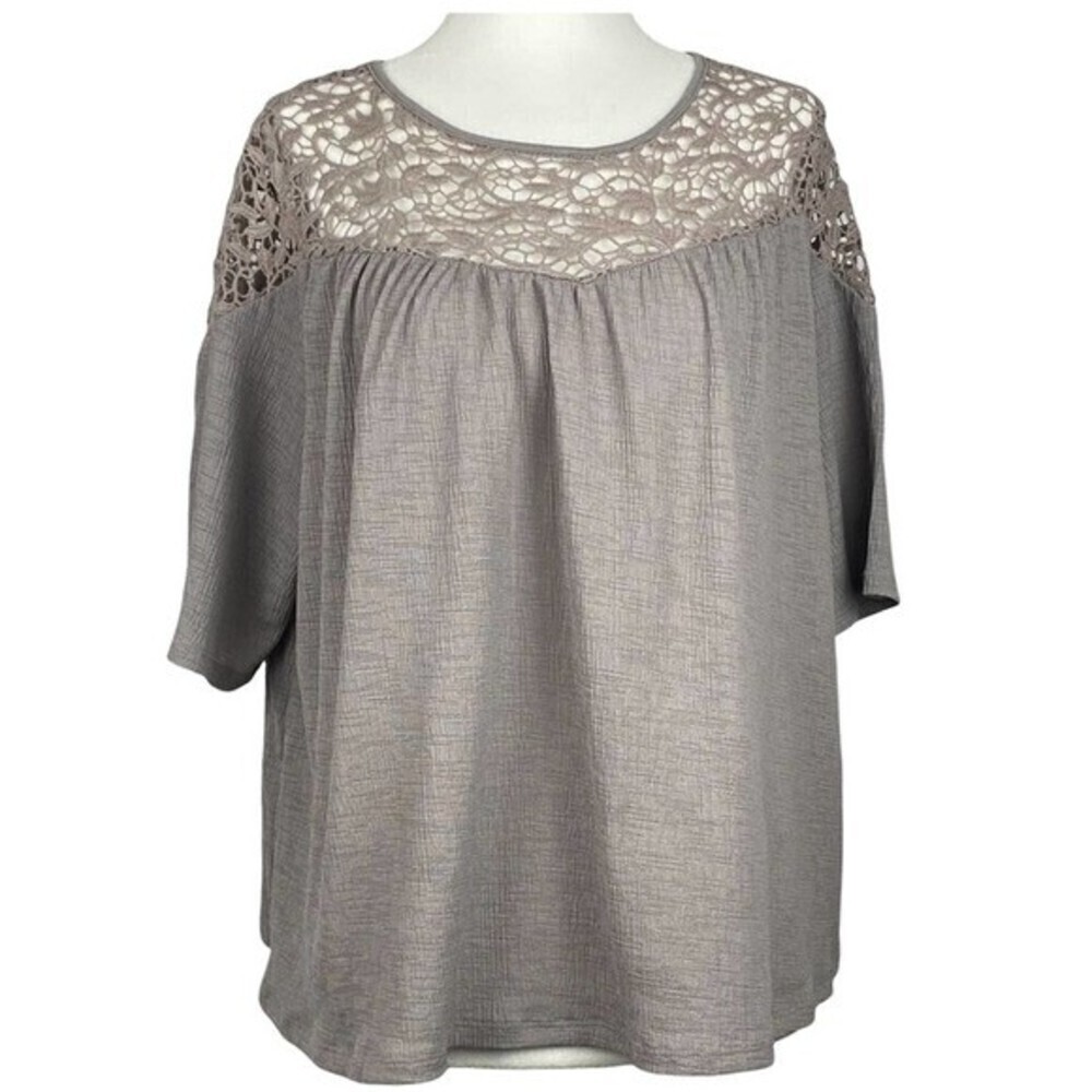 APT.9 Blouse Womens Small Short Sleeve Scoop Neck Lace Casual Ladies Top